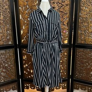 Torrid Navy and White Striped 3/4 Sleeve Dress